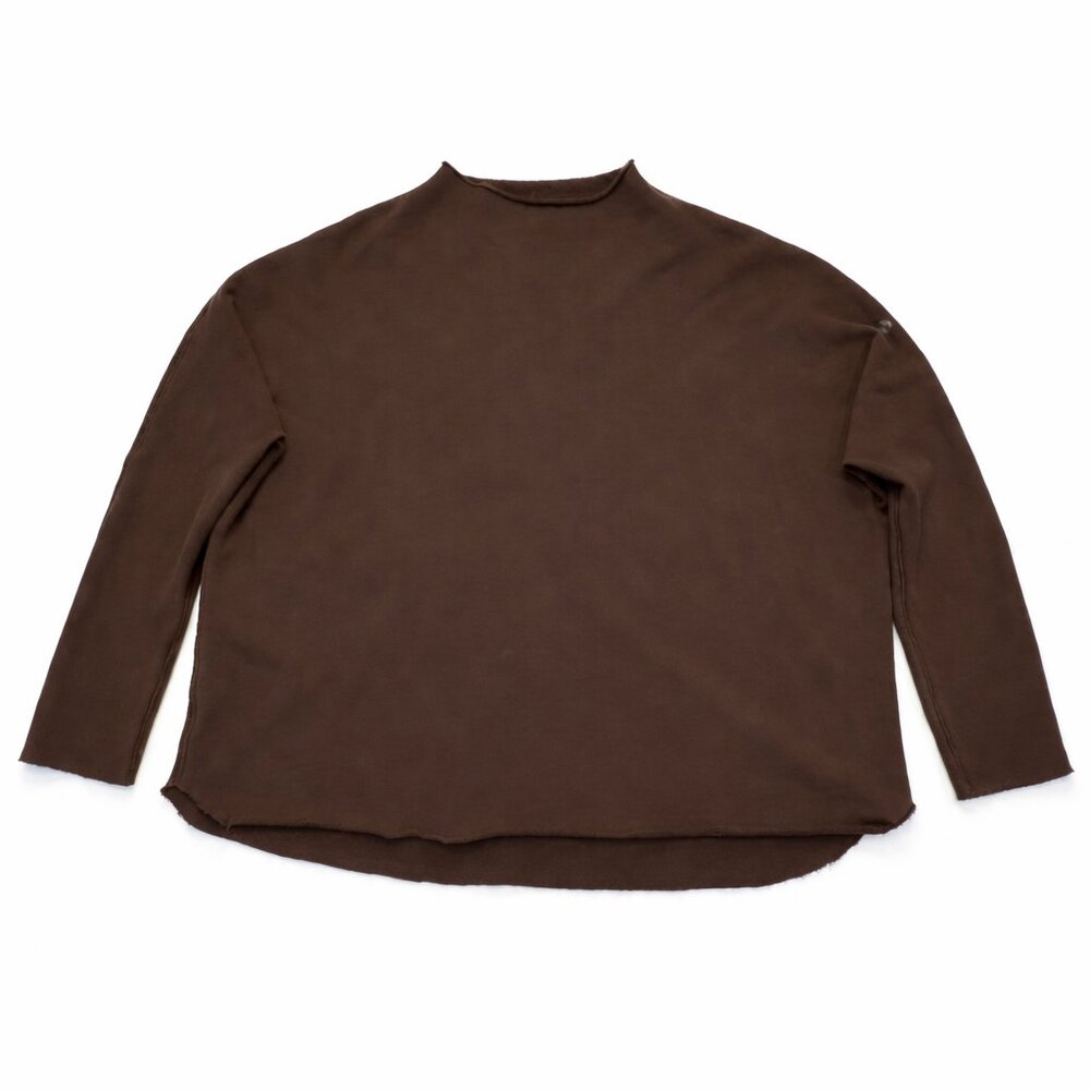 Frank & Eileen Effie Funnel Neck Capelet Cotton Sweatshirt Top Brown Size Large